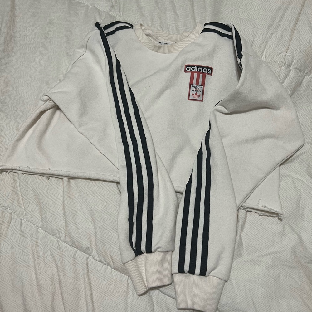Adidas cream cropped sweater
